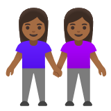 Google(Android) Women Holding Hands: Medium-Dark Skin Tone Emoji