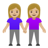 Google(Android) Women Holding Hands: Medium-Light Skin Tone Emoji