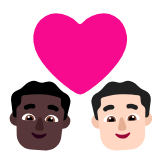 Microsoft(Windows) Couple With Heart: Man, Man, Dark Skin Tone, Light Skin Tone Emoji