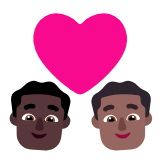 Microsoft(Windows) Couple With Heart: Man, Man, Dark Skin Tone, Medium-Dark Skin Tone Emoji