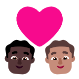 Microsoft(Windows) Couple With Heart: Man, Man, Dark Skin Tone, Medium Skin Tone Emoji