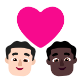 Microsoft(Windows) Couple With Heart: Man, Man, Light Skin Tone, Dark Skin Tone Emoji