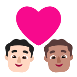 Microsoft(Windows) Couple With Heart: Man, Man, Light Skin Tone, Medium Skin Tone Emoji