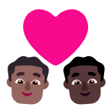 Microsoft(Windows) Couple With Heart: Man, Man, Medium-Dark Skin Tone, Dark Skin Tone Emoji