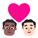 Microsoft(Windows) Couple With Heart: Man, Man, Medium-Dark Skin Tone, Light Skin Tone Emoji