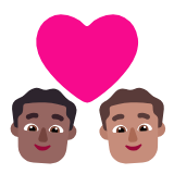 Microsoft(Windows) Couple With Heart: Man, Man, Medium-Dark Skin Tone, Medium Skin Tone Emoji