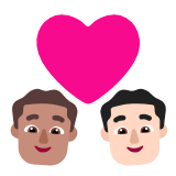 Microsoft(Windows) Couple With Heart: Man, Man, Medium Skin Tone, Light Skin Tone Emoji