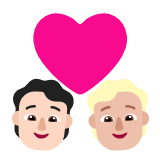 Microsoft(Windows) Couple With Heart: Person, Person, Light Skin Tone, Medium-Light Skin Tone Emoji