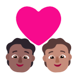 Microsoft(Windows) Couple With Heart: Person, Person, Medium-Dark Skin Tone, Medium Skin Tone Emoji