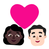 Microsoft(Windows) Couple With Heart: Woman, Man, Dark Skin Tone, Light Skin Tone Emoji