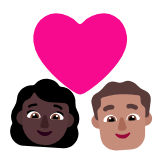 Microsoft(Windows) Couple With Heart: Woman, Man, Dark Skin Tone, Medium Skin Tone Emoji