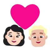 Microsoft(Windows) Couple With Heart: Woman, Man, Light Skin Tone, Medium-Light Skin Tone Emoji