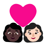 Microsoft(Windows) Couple With Heart: Woman, Woman, Dark Skin Tone, Light Skin Tone Emoji