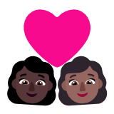 Microsoft(Windows) Couple With Heart: Woman, Woman, Dark Skin Tone, Medium-Dark Skin Tone Emoji