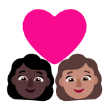 Microsoft(Windows) Couple With Heart: Woman, Woman, Dark Skin Tone, Medium Skin Tone Emoji