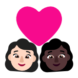 Microsoft(Windows) Couple With Heart: Woman, Woman, Light Skin Tone, Dark Skin Tone Emoji