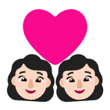 Microsoft(Windows) Couple With Heart: Woman, Woman, Light Skin Tone Emoji