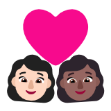 Microsoft(Windows) Couple With Heart: Woman, Woman, Light Skin Tone, Medium-Dark Skin Tone Emoji