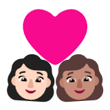 Microsoft(Windows) Couple With Heart: Woman, Woman, Light Skin Tone, Medium Skin Tone Emoji