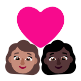 Microsoft(Windows) Couple With Heart: Woman, Woman, Medium Skin Tone, Dark Skin Tone Emoji