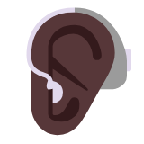 Microsoft(Windows) Ear With Hearing Aid: Dark Skin Tone Emoji