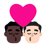 Microsoft(Windows) Kiss: Man, Man, Dark Skin Tone, Light Skin Tone Emoji