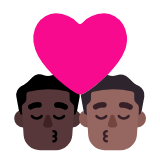 Microsoft(Windows) Kiss: Man, Man, Dark Skin Tone, Medium-Dark Skin Tone Emoji