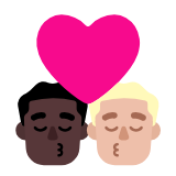 Microsoft(Windows) Kiss: Man, Man, Dark Skin Tone, Medium-Light Skin Tone Emoji