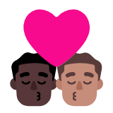 Microsoft(Windows) Kiss: Man, Man, Dark Skin Tone, Medium Skin Tone Emoji