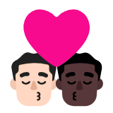 Microsoft(Windows) Kiss: Man, Man, Light Skin Tone, Dark Skin Tone Emoji