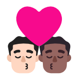 Microsoft(Windows) Kiss: Man, Man, Light Skin Tone, Medium-Dark Skin Tone Emoji