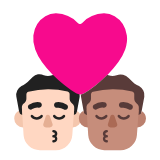 Microsoft(Windows) Kiss: Man, Man, Light Skin Tone, Medium Skin Tone Emoji