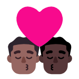 Microsoft(Windows) Kiss: Man, Man, Medium-Dark Skin Tone, Dark Skin Tone Emoji