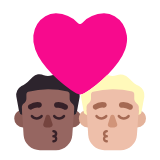 Microsoft(Windows) Kiss: Man, Man, Medium-Dark Skin Tone, Medium-Light Skin Tone Emoji