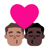 Microsoft(Windows) Kiss: Man, Man, Medium Skin Tone, Dark Skin Tone Emoji