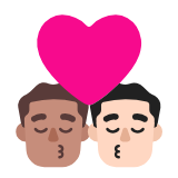 Microsoft(Windows) Kiss: Man, Man, Medium Skin Tone, Light Skin Tone Emoji