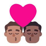 Microsoft(Windows) Kiss: Man, Man, Medium Skin Tone, Medium-Dark Skin Tone Emoji