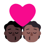 Microsoft(Windows) Kiss: Person, Person, Dark Skin Tone, Medium-Dark Skin Tone Emoji