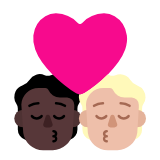 Microsoft(Windows) Kiss: Person, Person, Dark Skin Tone, Medium-Light Skin Tone Emoji