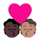 Microsoft(Windows) Kiss: Person, Person, Dark Skin Tone, Medium Skin Tone Emoji