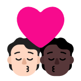 Microsoft(Windows) Kiss: Person, Person, Light Skin Tone, Dark Skin Tone Emoji