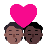 Microsoft(Windows) Kiss: Person, Person, Medium-Dark Skin Tone, Dark Skin Tone Emoji