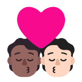 Microsoft(Windows) Kiss: Person, Person, Medium-Dark Skin Tone, Light Skin Tone Emoji