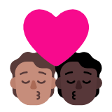 Microsoft(Windows) Kiss: Person, Person, Medium Skin Tone, Dark Skin Tone Emoji