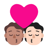 Microsoft(Windows) Kiss: Person, Person, Medium Skin Tone, Light Skin Tone Emoji