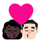 Microsoft(Windows) Kiss: Woman, Man, Dark Skin Tone, Light Skin Tone Emoji