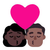 Microsoft(Windows) Kiss: Woman, Man, Dark Skin Tone, Medium-Dark Skin Tone Emoji