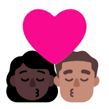 Microsoft(Windows) Kiss: Woman, Man, Dark Skin Tone, Medium Skin Tone Emoji