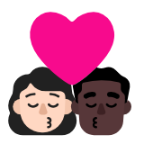 Microsoft(Windows) Kiss: Woman, Man, Light Skin Tone, Dark Skin Tone Emoji