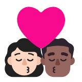 Microsoft(Windows) Kiss: Woman, Man, Light Skin Tone, Medium-Dark Skin Tone Emoji